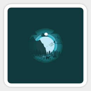 wilderness Silhouette Illustration Sticker